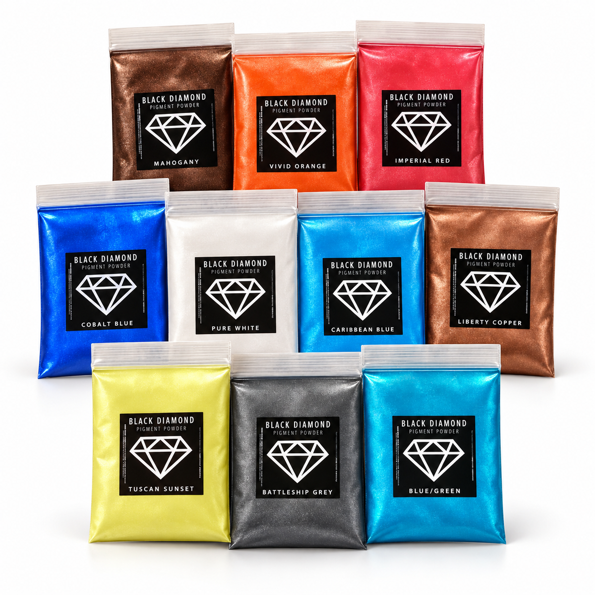VARIETY PACK 1 (10 COLORS) powder pigment packs Black Diamond Pigments®