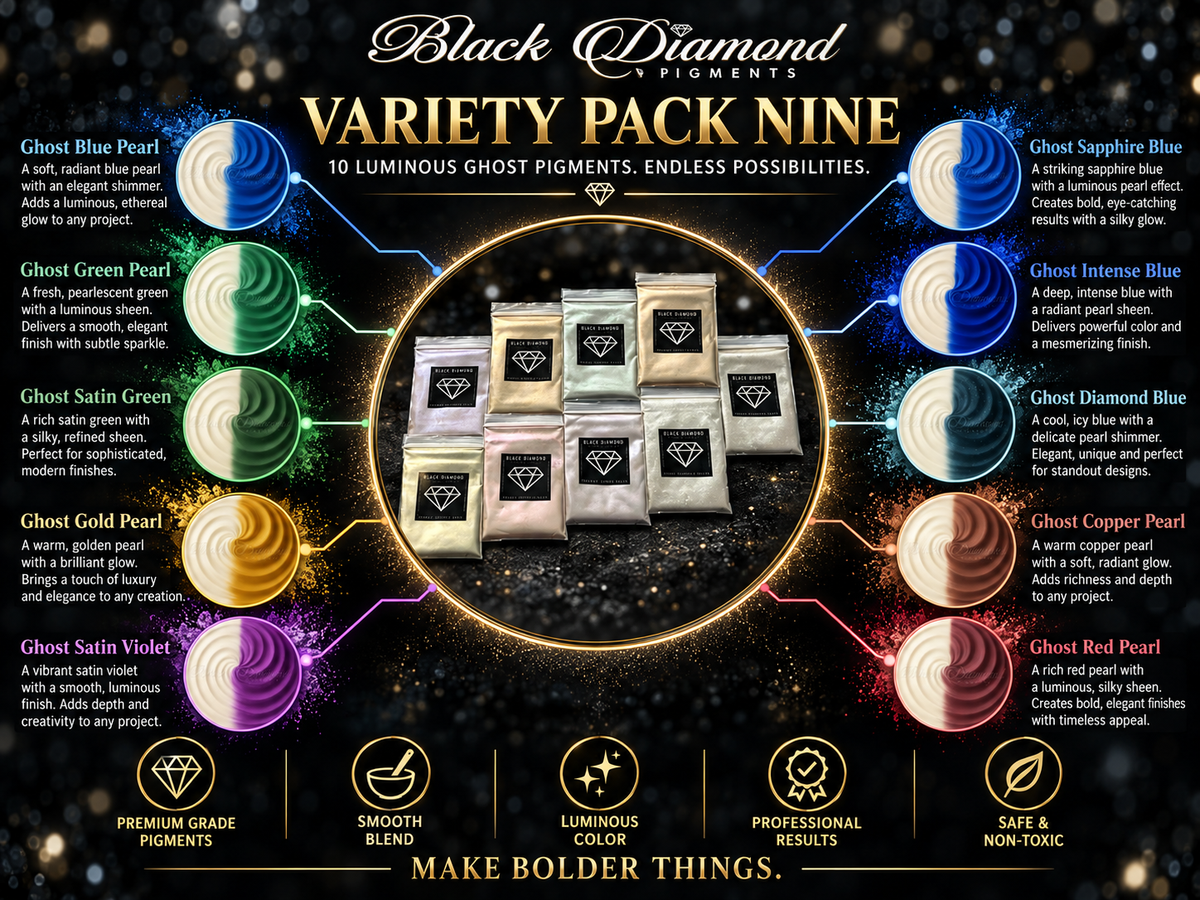 VARIETY PACK 9 (10 COLORS) powder pigment variety packs  Black Diamond Pigments®