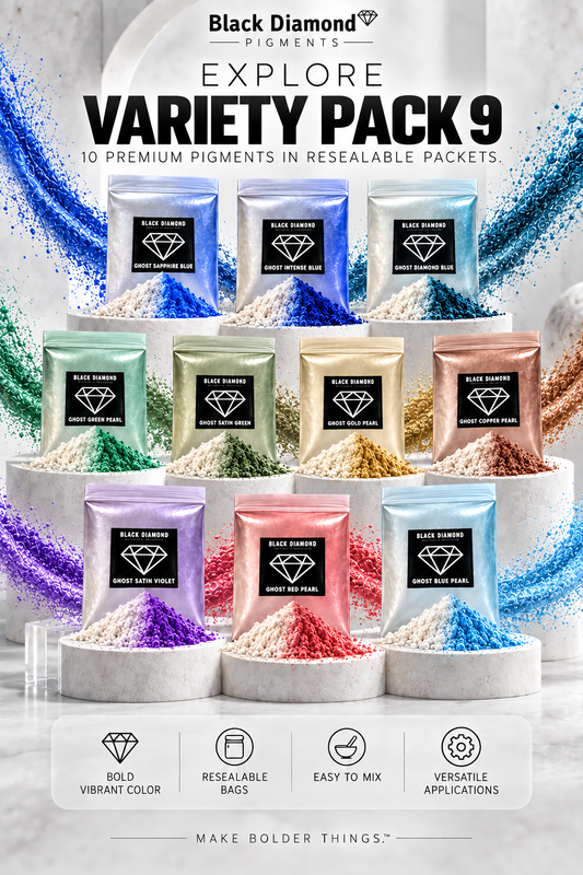 VARIETY PACK 9 (10 COLORS) powder pigment variety packs  Black Diamond Pigments®