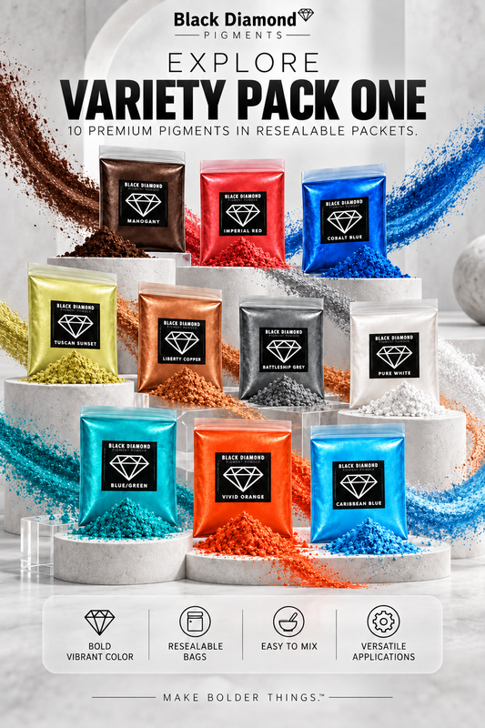 VARIETY PACK 1 (10 COLORS) powder pigment packs Black Diamond Pigments®