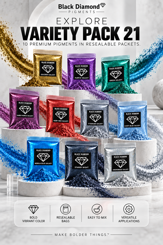 VARIETY PACK 21 (10 COLORS) Glitter variety pack by  Black Diamond Pigments®