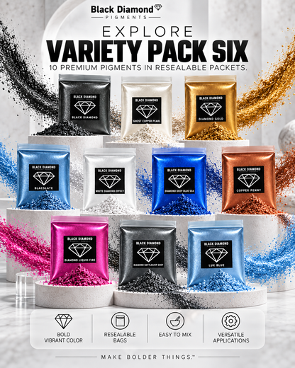 VARIETY PACK 6 (10 COLORS) powder pigment variety packs Black Diamond Pigments®