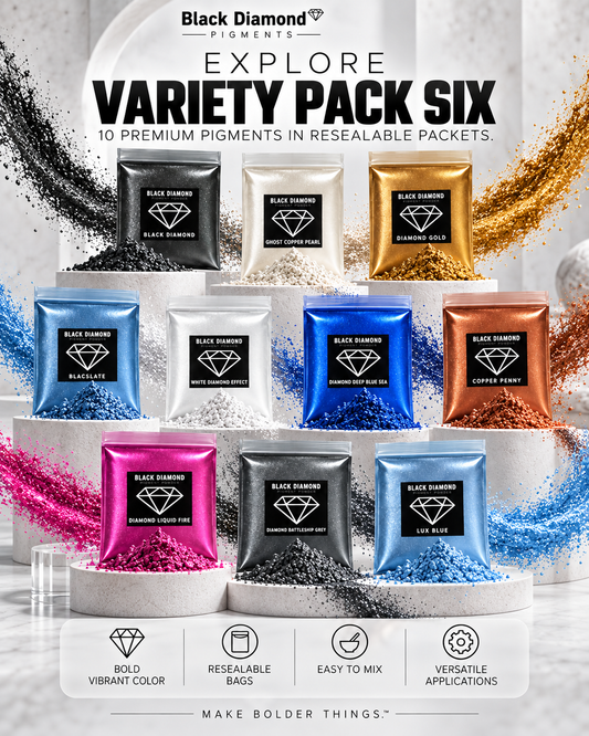 VARIETY PACK 6 (10 COLORS) powder pigment variety packs Black Diamond Pigments®
