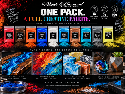 VARIETY PACK 1 (10 COLORS) powder pigment packs Black Diamond Pigments®