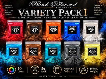 VARIETY PACK 1 (10 COLORS) powder pigment packs Black Diamond Pigments®