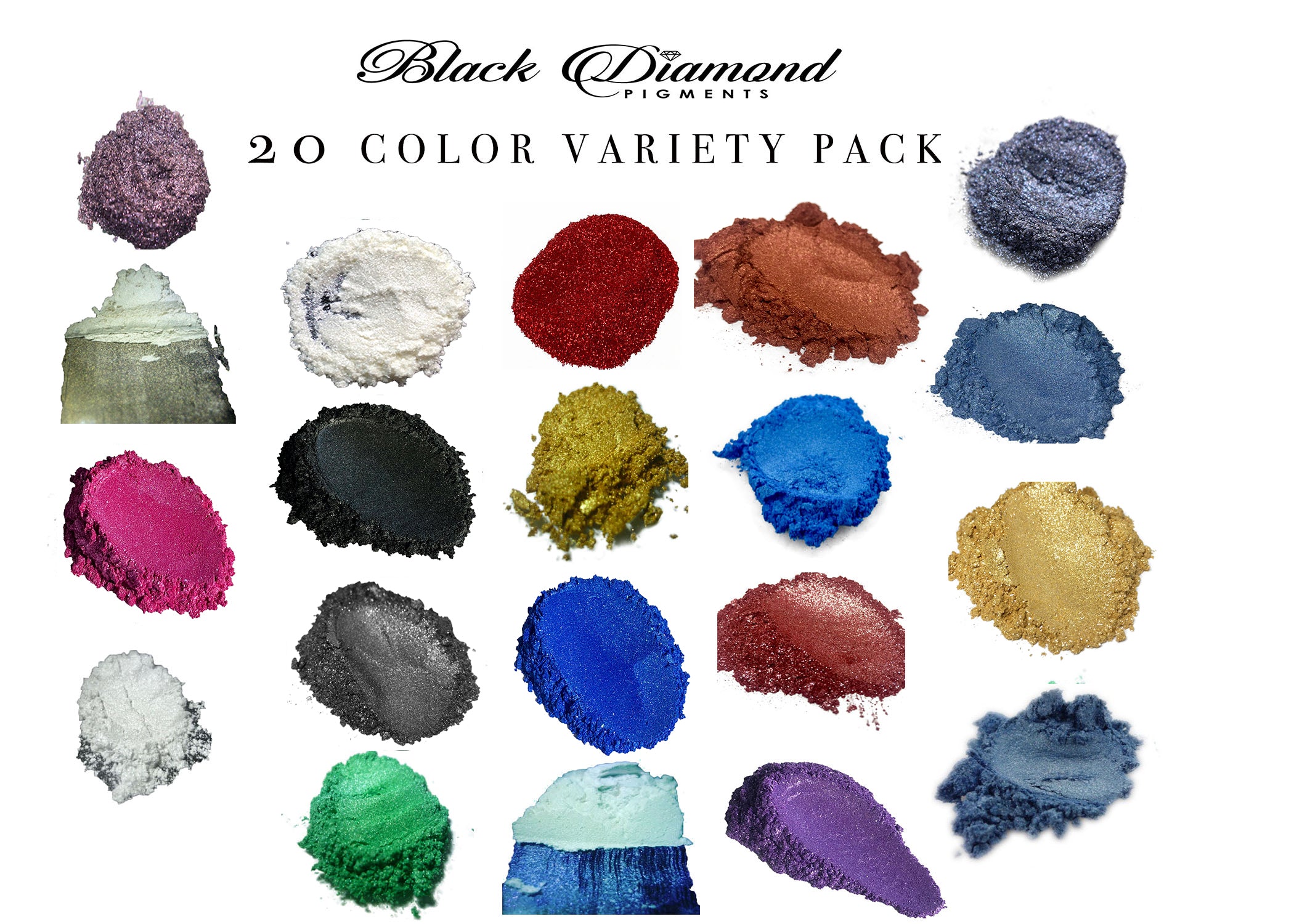 20 COLOR VARIETY PACK  (Epoxy,Paint,Color,Art) Black Diamond Pigments® - Black Diamond Pigments