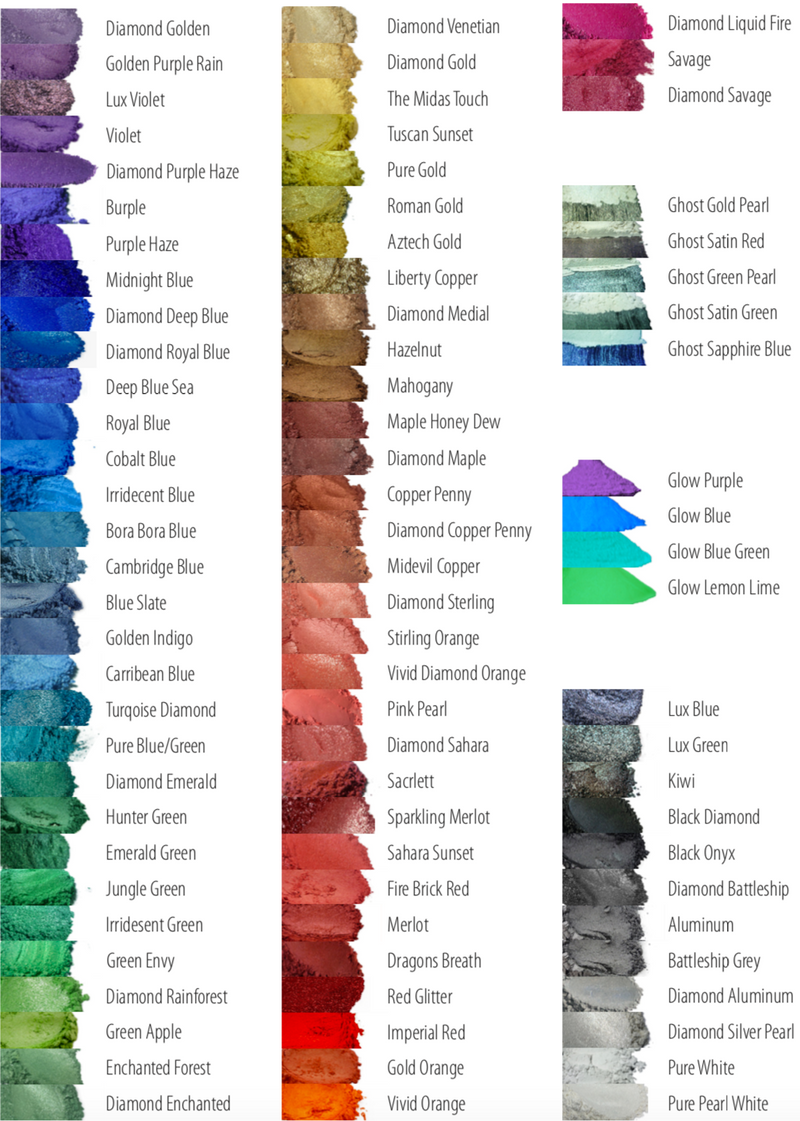 VARIETY PACK 9 (10 COLORS) powder pigment variety packs  Black Diamond Pigments® Black Diamond Pigments
