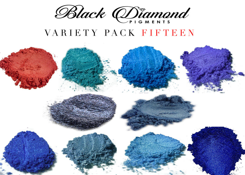VARIETY PACK 15 (10 COLORS) mica powder pigment variety packs  Black Diamond Pigments® - Black Diamond Pigments