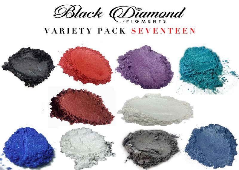 VARIETY PACK 17 (10 COLORS) mica powder pigment variety packs  Black Diamond Pigments® - Black Diamond Pigments
