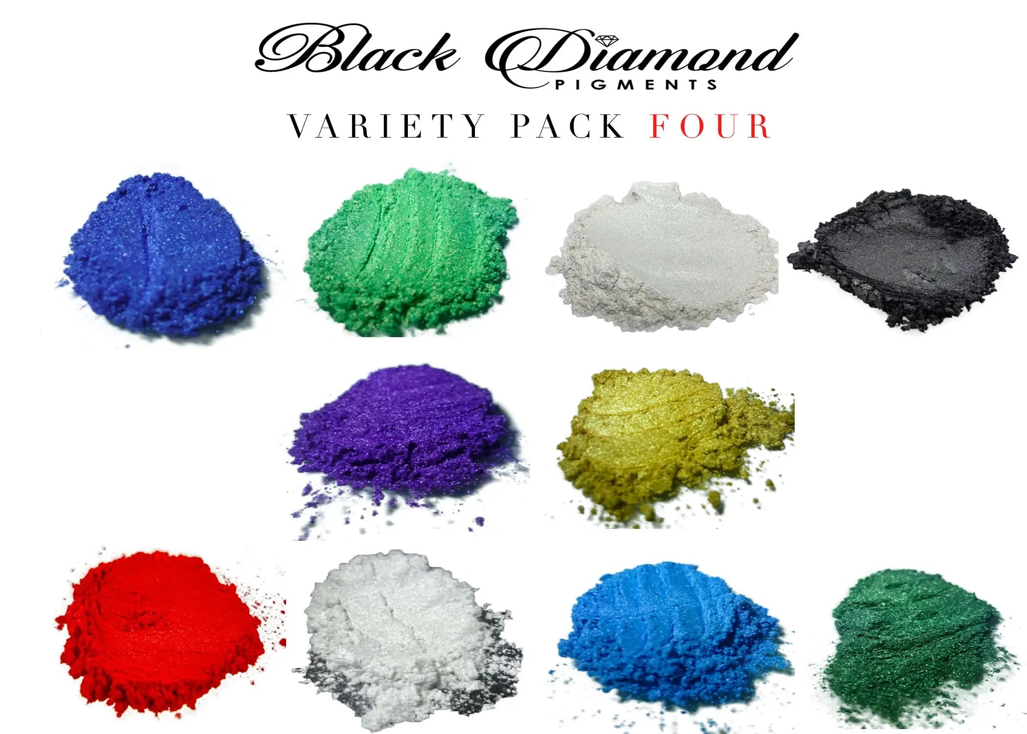 VARIETY PACK 10 (10 COLORS) powder pigment variety packs Black Diamond