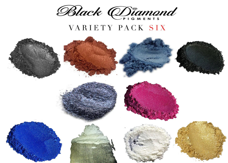 VARIETY PACK 6 (10 COLORS) mica powder pigment variety packs  Black Diamond Pigments® - Black Diamond Pigments